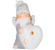 Postavička MagicHome Anjelik so srdcom LED terakota 12x10x15 cm