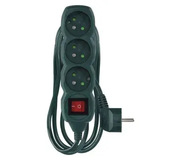 Predlžovací kábel 3 m, 5 zásuviek,s vypínačom ,zelená , PVC ,1,5 mm2