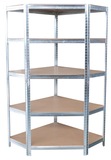 Regál Racks RAT80, do kúta, rohový, kovový, MDF, 5 políc, 180x90x40 cm, max. 150 kg/polica