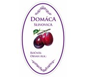 Samolepka na fľašu Slivovica domáca ovál biela 16ks/bal