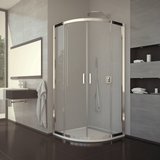 SanSwiss sprchový kút VALEA štvrťkruh 90x90x190 cm s dvojdielnymi posuvnými dvermi, aluchróm / číre sklo