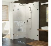 Sprchové dvere s pevnou stenou BSDPS 80x80 L, chróm+transparent