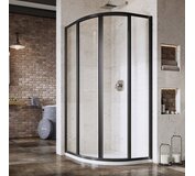 Štvrťkruhový sprchový kút štvordielny SKCP4 90x90 195, biela+pearl