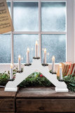 Svietnik MagicHome vianočný, biely, 7 LED, teplá biela, 39x31cm