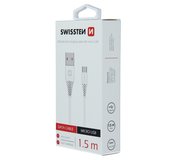 Swissten Dátový kábel USB/microUSB 1,5m biely