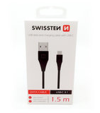 Swissten Dátový kábel USB/USB-C 3.1 1.5m čierny