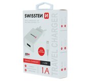 Swissten Sieťový Adaptér Smart IC 1xUSB, 1A power biely