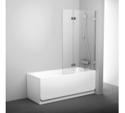 Vaňová zástena dvojdielna s pohyblivou časťou BVS2 100 L, chróm+transparent