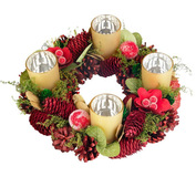 Veniec MagicHome Vianoce, adventný, červený 30cm