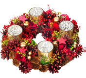 Veniec MagicHome Vianoce, adventný, červený, 30x30x8cm