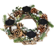 Veniec MagicHome Vianoce, adventný, prírodný, 30 cm