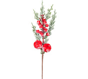 Vetvička MagicHome Vianoce, s bobuľami, zasnežená, 31cm