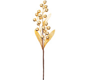 Vetvička MagicHome Vianoce, skimmia, zlatá, 30cm