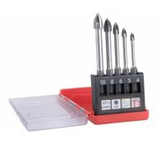Vrtáky do skla, sada 5ks, 4-5-6-8-10mm, šesťhranná 1/4` stopka, EXTOL PREMIUM