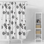 Záves sprchový 180x180cm PEVA biele a čierne kvety ZV037
