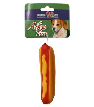 Aiko Fun Hot Dog gumená hračka pre psov, 13,7cm