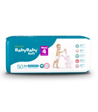 Baby Baby Soft Detské plienky Ultra dry 4 Maxi 7-18kg 50ks