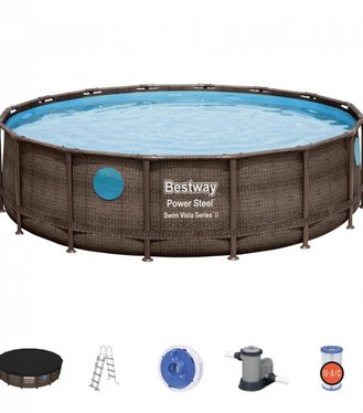 Bestway® Bazén Power Steel, 488x122cm, filter, rebrík, plachta, dávkovač, 56725
