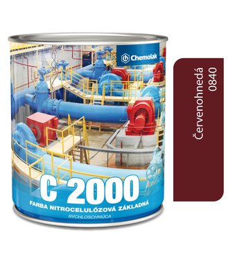 C2000 0840 červenohnedá 0,75l - základná nitrocelulózová rýchloschnúca matná vnútorná farba na kov a drevo