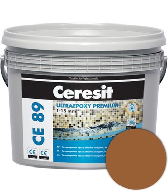 Ceresit CE 89 UltraEpoxy Premium dymový topáz 2,5kg Dvojzložková epoxidová chemicky odolná maltana na lepenie a škárovanie obkladov a dlažieb.