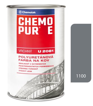Chemopur E U2081 1100 šedá stredná - Vrchná polyuretánová farba na kov, betón, drevo 4l