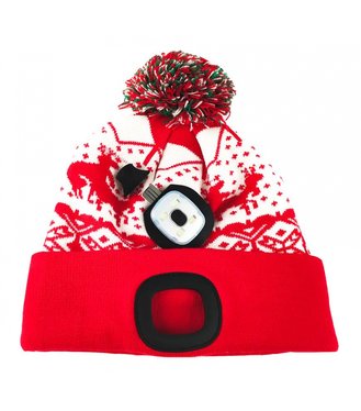 Čiapka Strend Pro X-mas kid červená M, 4xSMD LED, USB nabíjanie