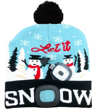 Čiapka Strend Pro X-mas Let it snow modrá L, 4x SMD LED, USB nabíjanie