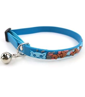 COBBYS PET Elastický obojok pre mačky s rolničkou 20-30cm/10mm modrý rybí dizajn