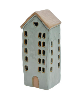 Dekorácia domček LED 8,3x7x19,5cm porcelán zelená