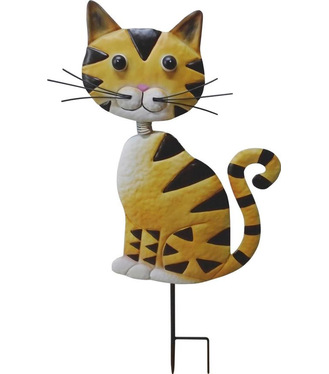 Dekorácia MagicHome Mecco, Mačka plech zapichovacia 25,5x3,5x61cm