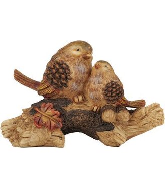 Dekorácia MagicHome Nature Vtáci na pni polyresin 24x10,5x15,5cm