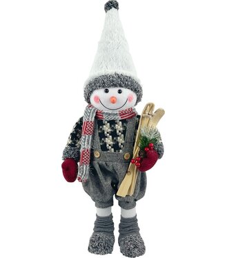 Dekorácia MagicHome, Snehuliak chlapec s lyžami 60cm