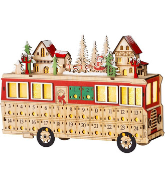 Dekorácia MagicHome Vianoce, Autobus, 8xLED teplá biela, 2xAAA, IP20, 27,7x7,5x19cm