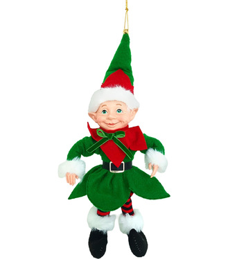 Dekorácia MagicHome Vianoce, elf, textil, zelený, 14/35cm