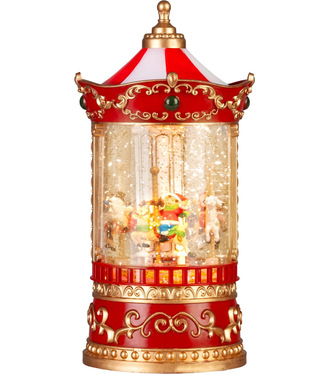 Dekorácia MagicHome Vianoce, Kolotoč, LED teplá biela, 3xAA, 8 melodií, 12,3x12,3x24,5cm