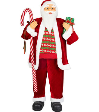 Dekorácia MagicHome Vianoce Santa s darčekom červený 120cm