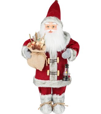 Dekorácia MagicHome Vianoce Santa s lampášom červený 46cm