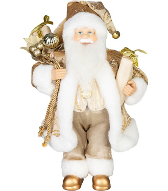 Dekorácia MagicHome Vianoce, Santa, textil, zlatý, 28x37x80cm