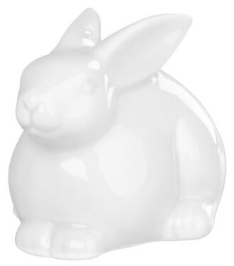 Dekorácia MagicHome Zajačik biely porcelán veľkonočný 10,4x7,3x7,1cm