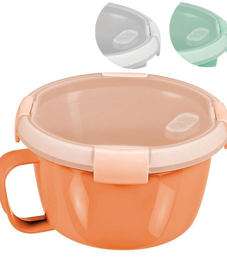 Dóza Curver® 900ml s uškom otvárateľné veko s rúčkou mix farieb mint/sivá/broskyňová hrnček 170x100mm