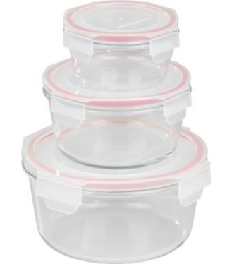 Dóza MagicHome sada 3ks, sklenená, okrúhla s vekom, 370/800/1500 ml