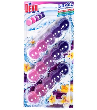 Dr.Devil WC Blok 5 Ball Čistiaci a dezinfekčný prostriedok Sunset blossom 3x35g