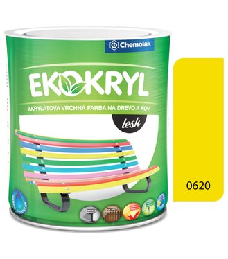 Ekokryl Lesk V2062 0620 žltá - vrchná akrylátová farba na drevo a kov 0,6l