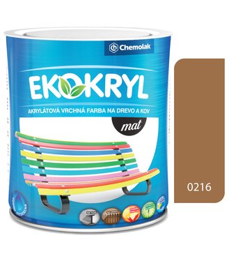 Ekokryl Mat V2045 0216 orech shea - vrchná akrylátová farba na drevo a kov 0,6l