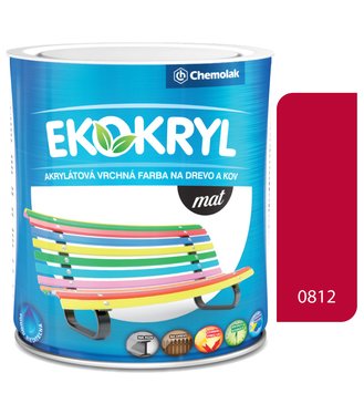 Ekokryl Mat V2045 0812 jasná červená - vrchná akrylátová farba na drevo a kov 0,6l