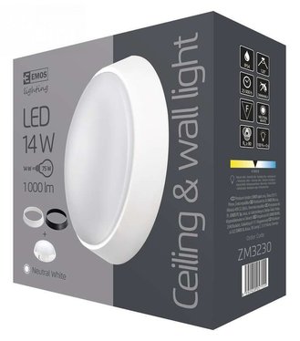 Emos LED prisadené svietidlo, kruh, č/b, 14W, neutrálna biela