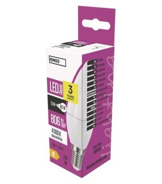 Emos Žiarovka LED Classic Candle 8W E14, neutrálna biela