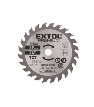 Extol Premium Kotúč pílový na drevo, pr. 89mm,24Z,pre - píla kotúčová viacúčelová ,pr.700W,kotúč 89mm,hĺ.rezu 28,5mm,4500 ot./min.