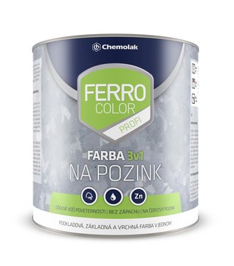 Ferro Color Profi V2035 1999 čierna 0,75l - vodouriediteľná farba na pozink