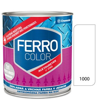 Ferro Color U2066 1000 biela Pololesk - základná a vrchná farba na kov 0,75l